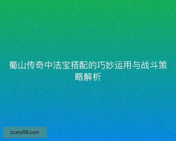蜀山传奇中法宝搭配的巧妙运用与战斗策略解析